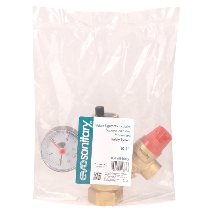 SISTEM SIGURANTA INCALZIRE, SUPAPA, AERISITOR, MANOMETRU 1" 684005 — imagine 2