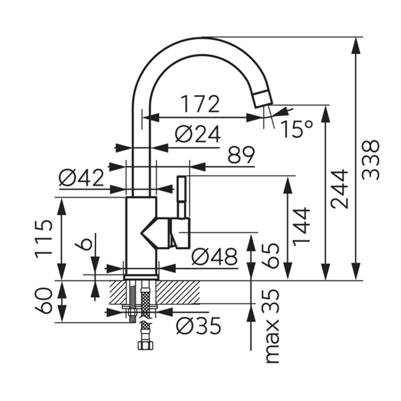 FERRO CAMIRA INOX BATERIE STATIVĂ BUCĂTĂRIE — imagine 2