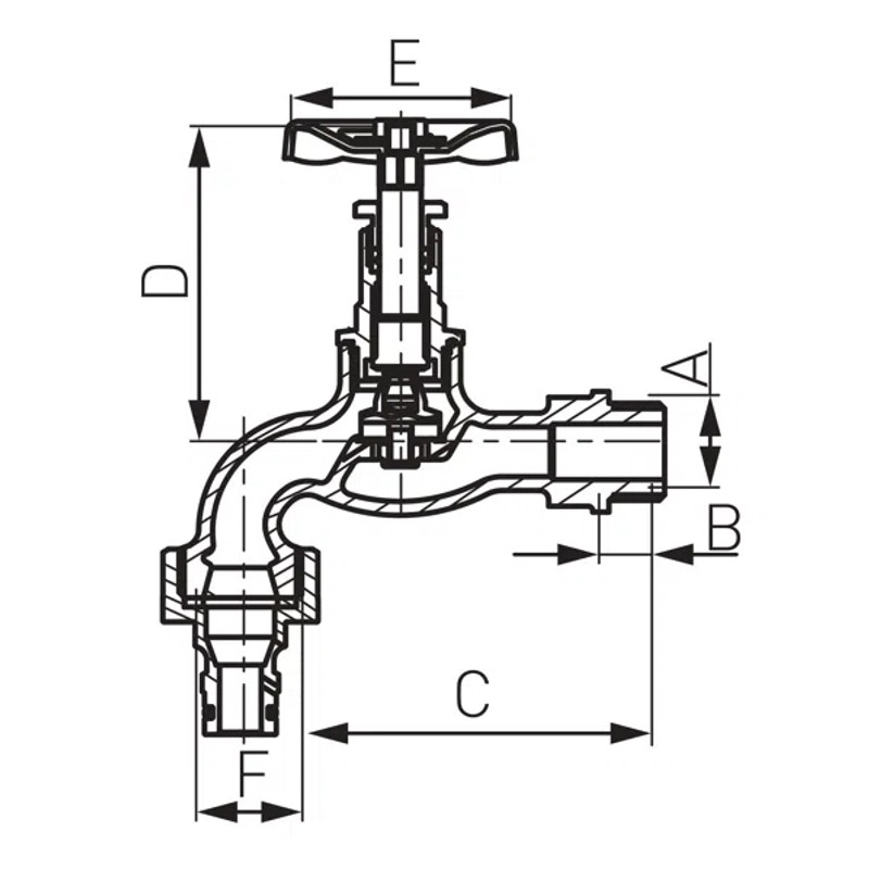 Robinet dublu serviciu cu ventil, PN10, 3/4" 3/4" — imagine 2