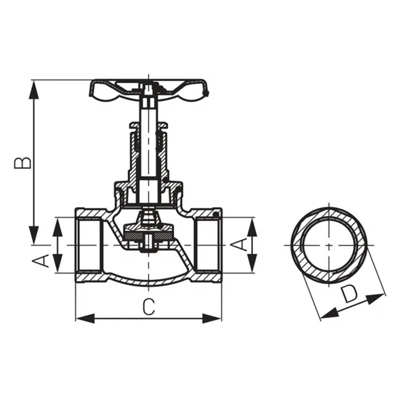 FERRO ZGZ01 Robinet trecere cu ventil, 1/2" FI-FI — imagine 2