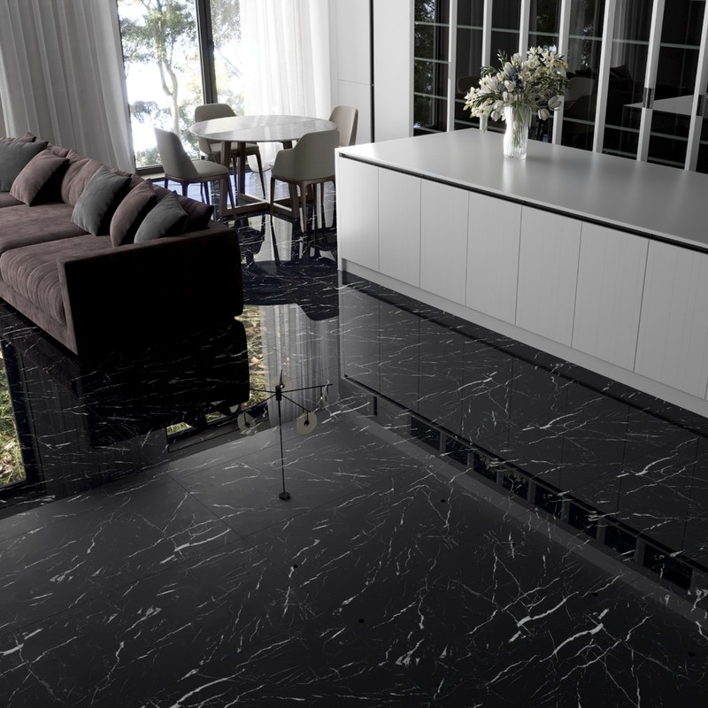 GRESIE LIVING DIGITALA VITRIFICATA BLACK MARBLE HIGHGLOSSY 60*120 (1.44 MP/CUTIE) — imagine 3