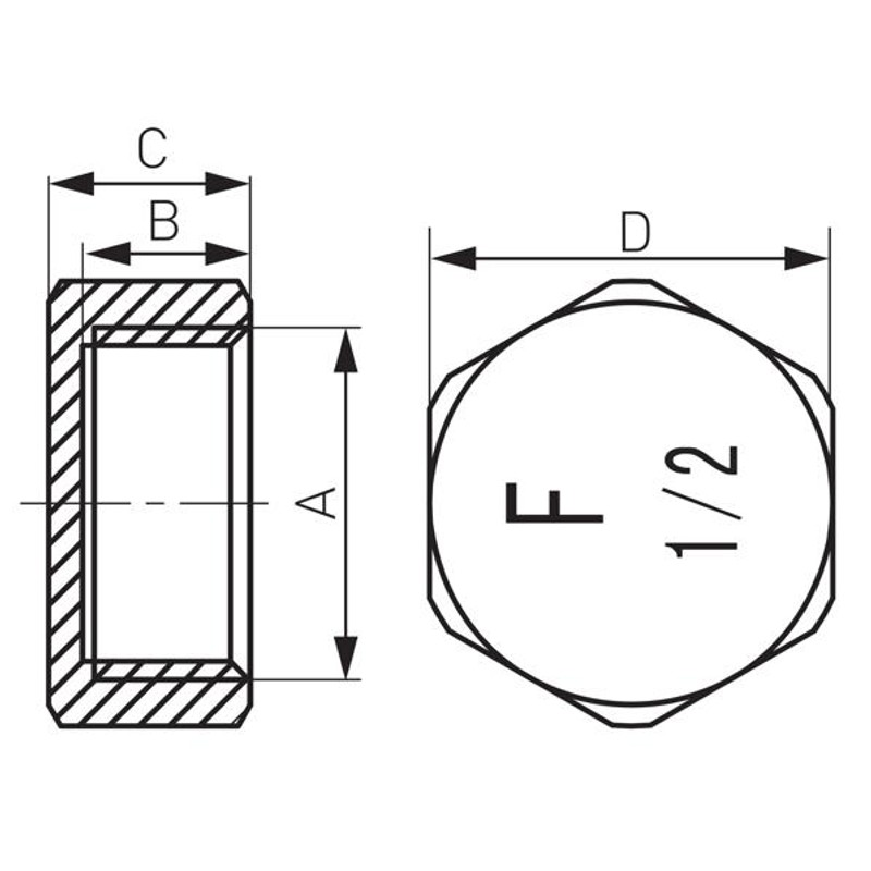 FERRO ZAS4Z Capac filet interior 1" — imagine 2